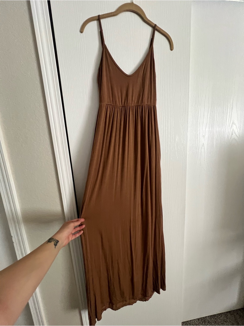 Women’s Brown Spaghetti-Strap Maxi Dress - Picture 1 of 7